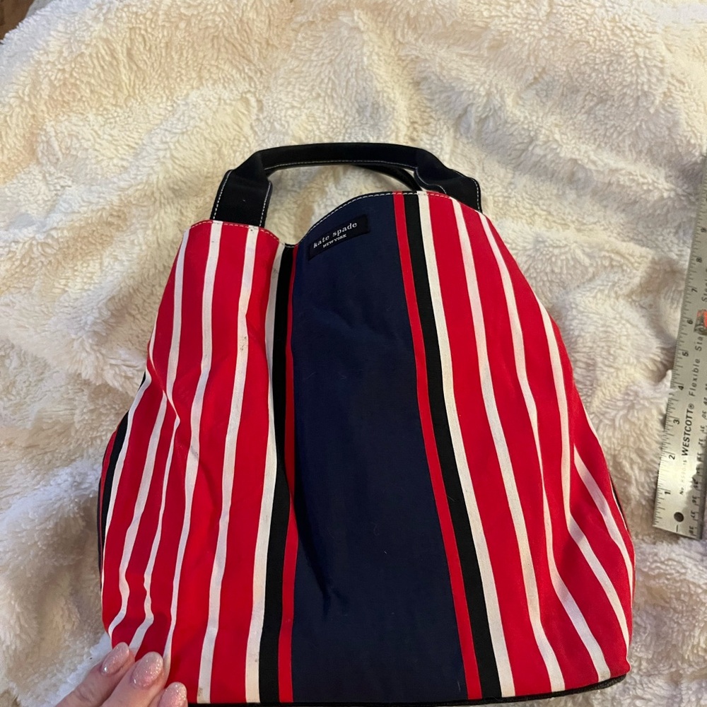 Kate Spade Red and Navy Striped Tote
